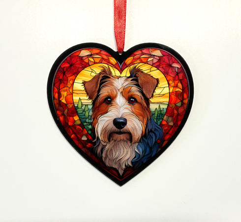 Welsh Terrier Stained Glass Effect Heart Suncatcher